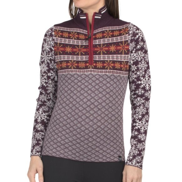 NEW NEVE DESIGNS Julia Quarter Zip Sweater merino wool blend Eggplant 563mn - Picture 1 of 4